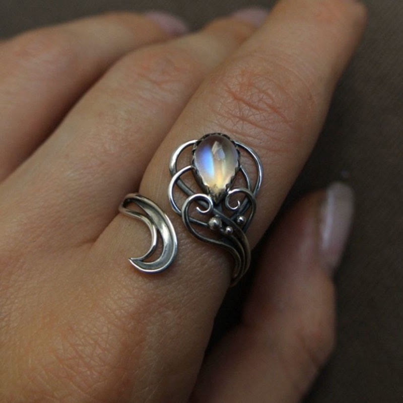 Olivenorma Drop Shaped Moonstone Witch Ring