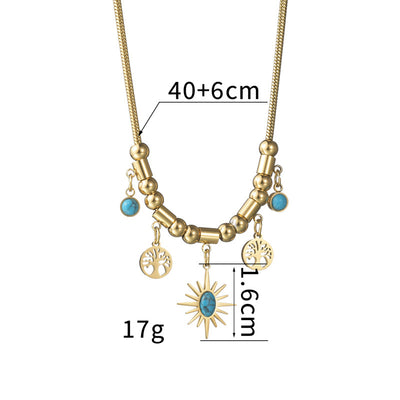 Olivenorma Turquoise Star Tree Of Life Pendant Necklace