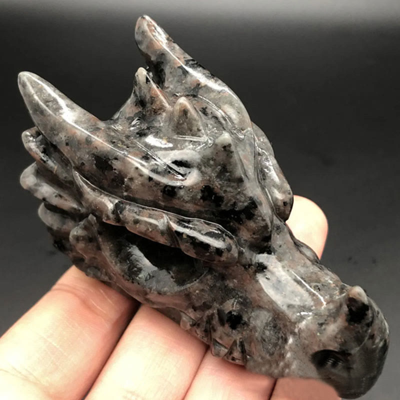 Olivenorma 3.2 Inch Dragon Head Skull Gemstone Decoration