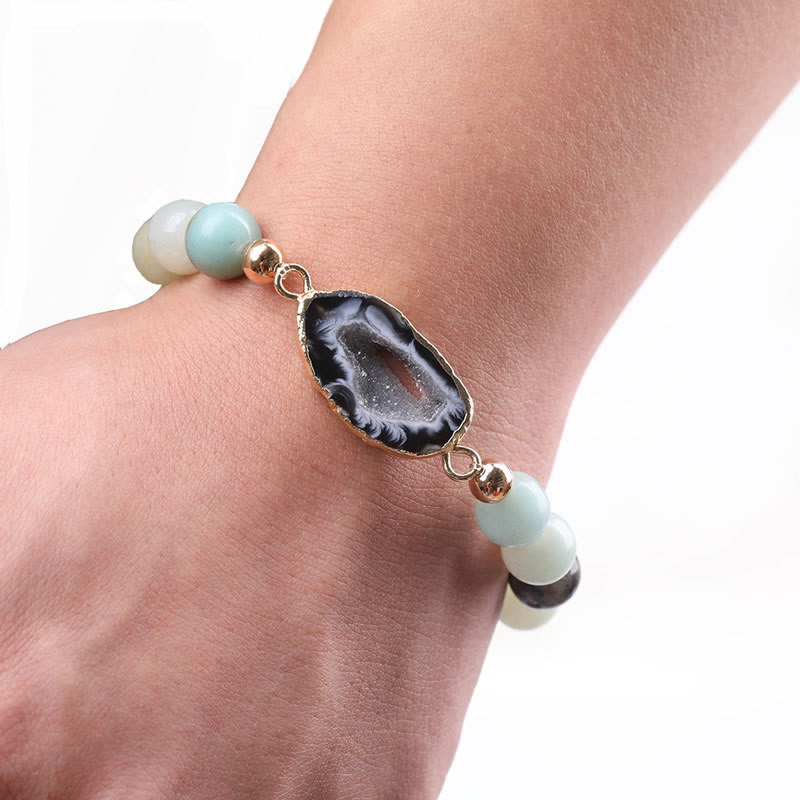 Olivenorma Natural Lava Stone Agate Beads Geode Bracelet