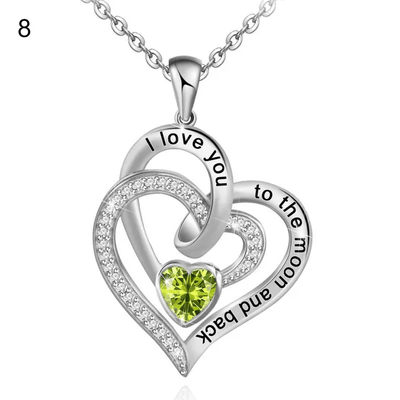 Olivenorma Hearts and Hearts Birthstone Necklace