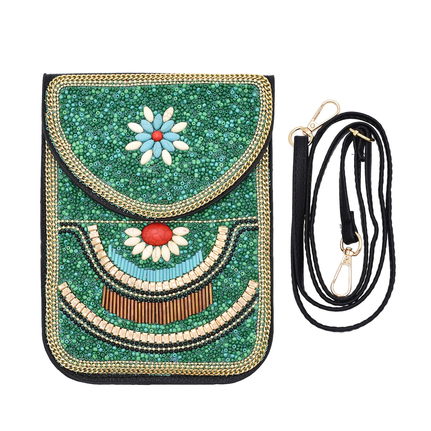 Olivenorma Ethnic Style Beaded Crossbody Mobile Phone Bag