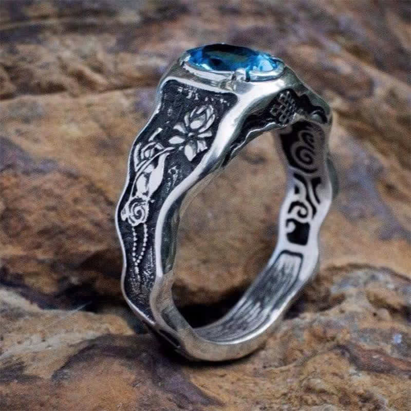 Olivenorma Buddhi Mudra - Swiss Blue Topaz Ring