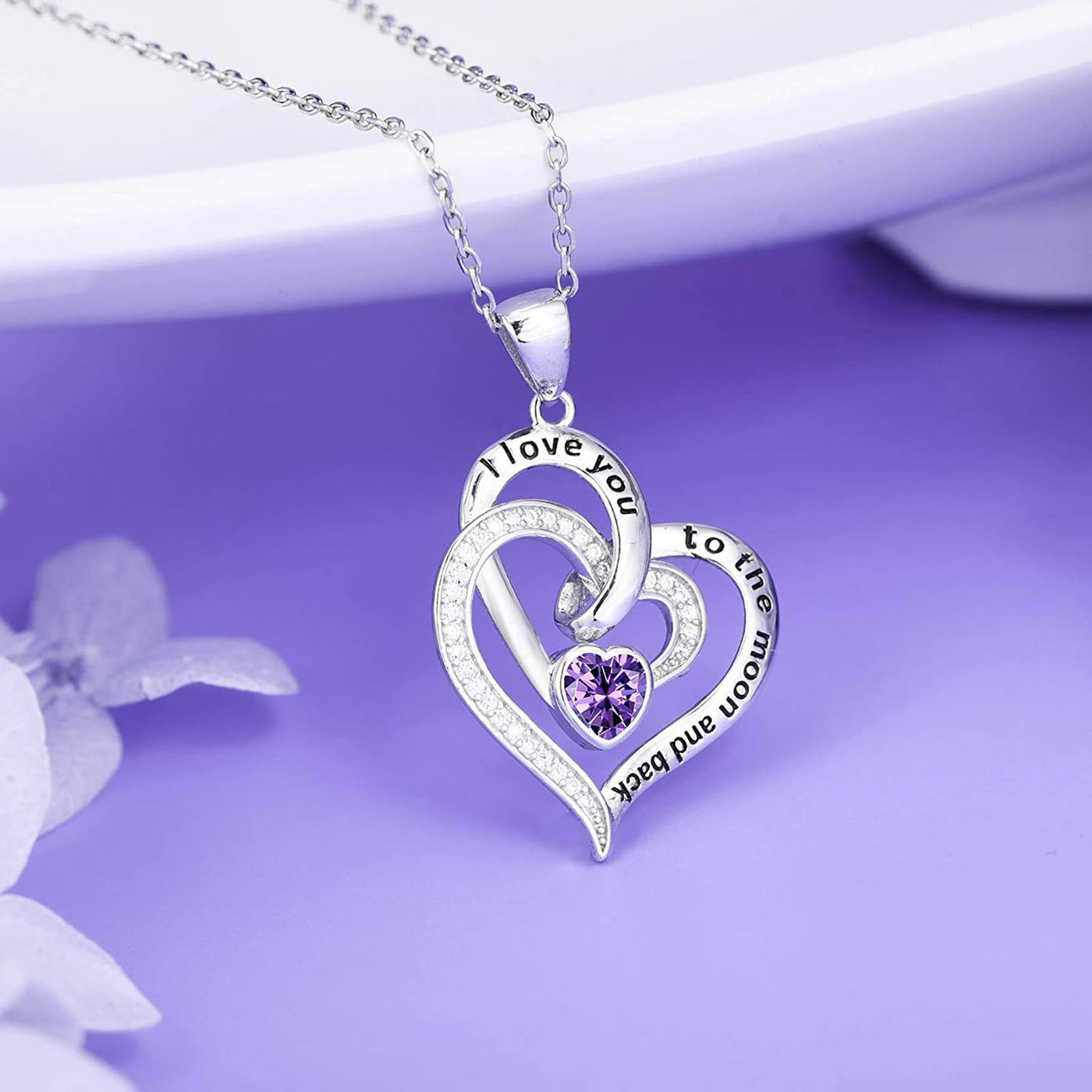 Olivenorma Hearts and Hearts Birthstone Necklace