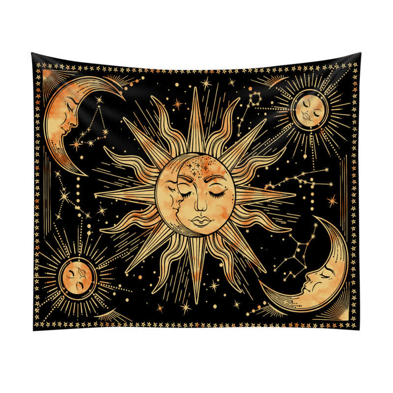 Olivenorma Sun And Moon Retro Art Yoga Wall Hanging Tapestry