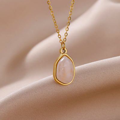 Olivenorma Irregular Stone Pendant Titanium Steel Gold 18k Necklace