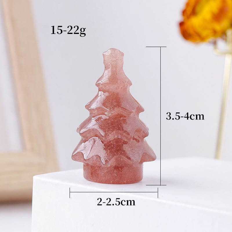 Olivenorma 1pc Natural Crystal Christmas Pine Carving Gemstone Decoration