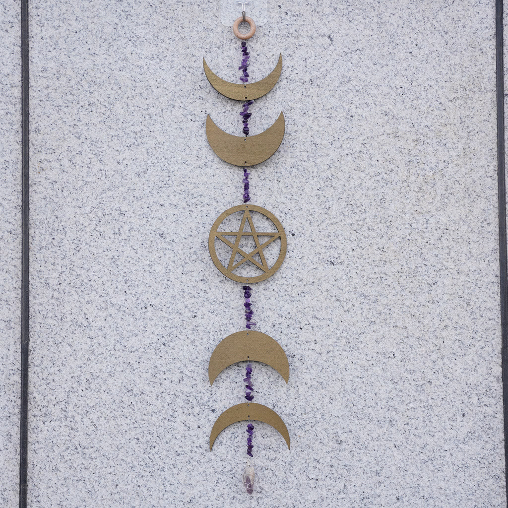 Olivenorma Amethyst Gravel Pentagram Moon Phase Wall Decor