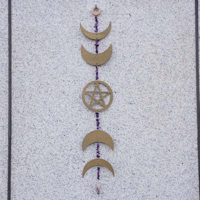 Olivenorma Amethyst Gravel Pentagram Moon Phase Wall Decor