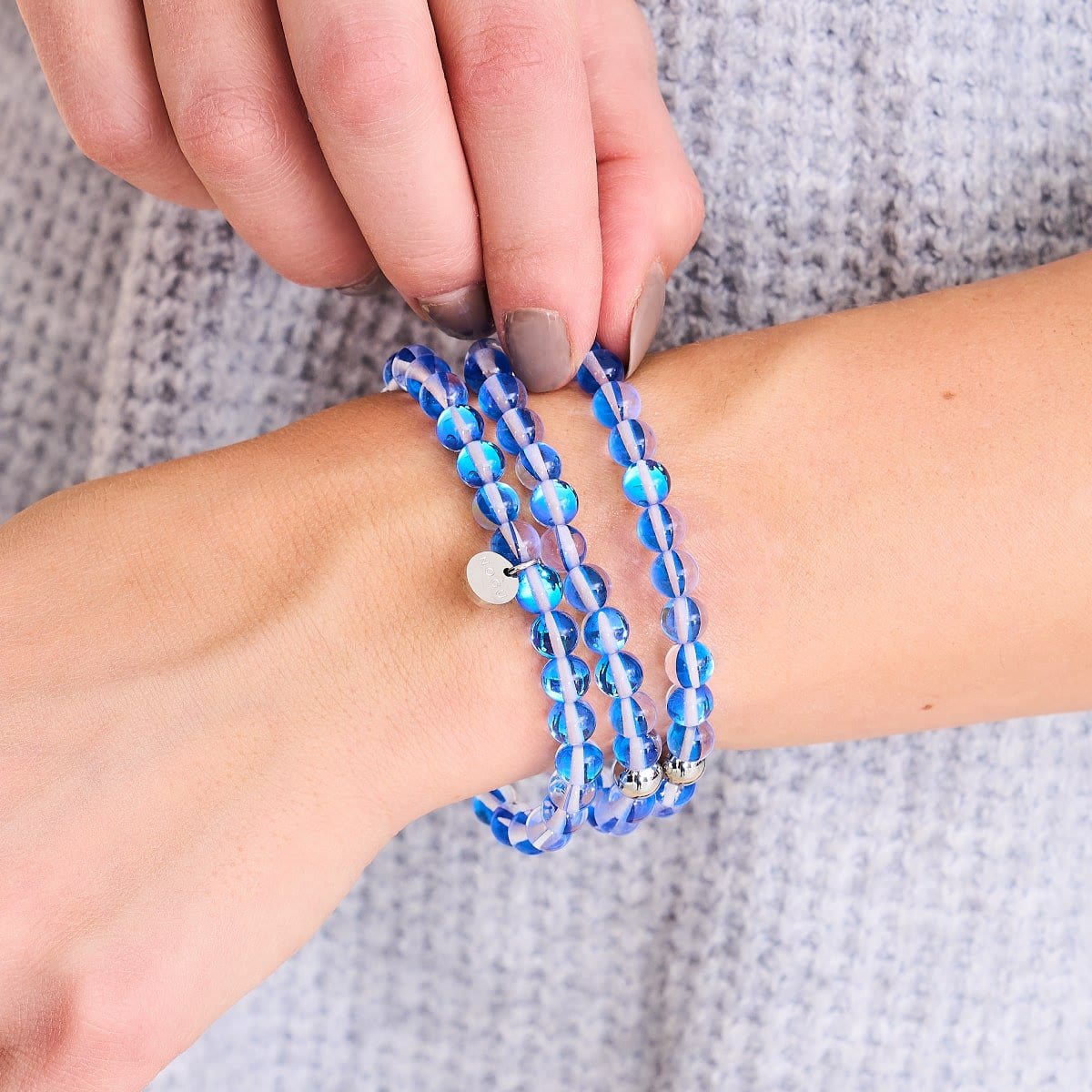 Olivenorma Blue Crystal Glass Bead Bracelet