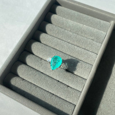 Olivenorma Paraiba Tourmaline White Zircon Exquisite Ring