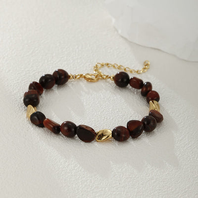 Olivenorma Irregular Multi-color Natural Stone 18k Copper Bracelet