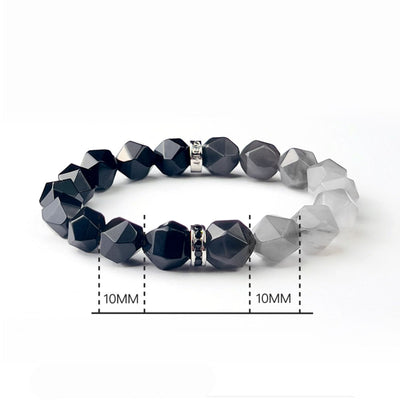 Olivenorma Men Facets Black Onyx Cloud Quartz Beads Bracelet