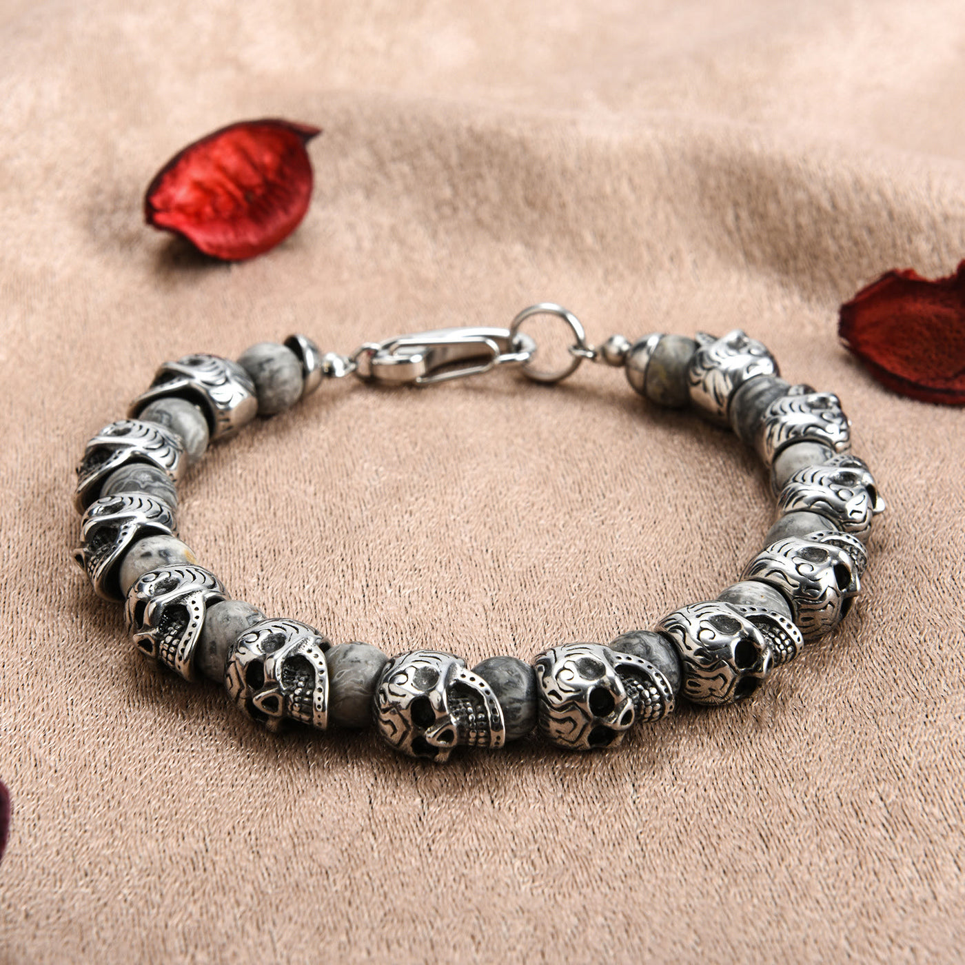 Olivenorma Natural Tiger Eye Handmade Stainless Steel Bracelet