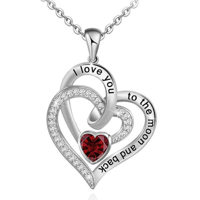 Olivenorma Hearts and Hearts Birthstone Necklace