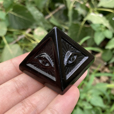 Olivenorma Obsidian Orgone Pyramid Gemstone Decoration