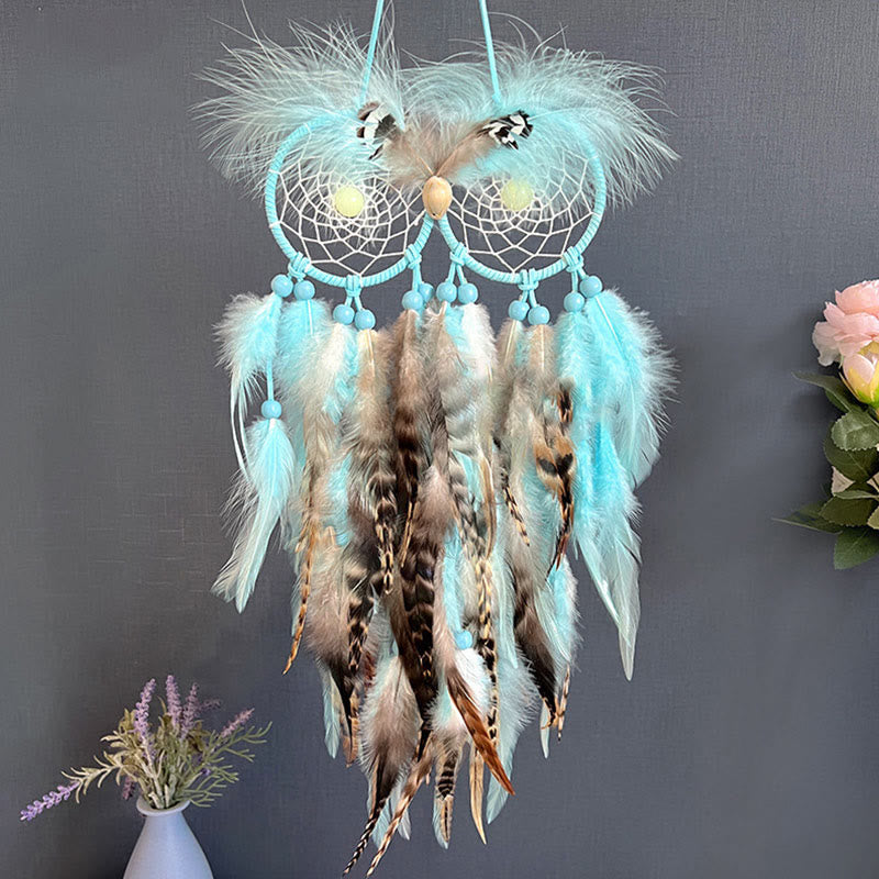 Olivenorma Prehnite Owl Shape Blue Dream Catcher