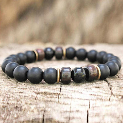 Olivenorma Natural Stone 8mm Wooden Beads Energy Men Bracelet