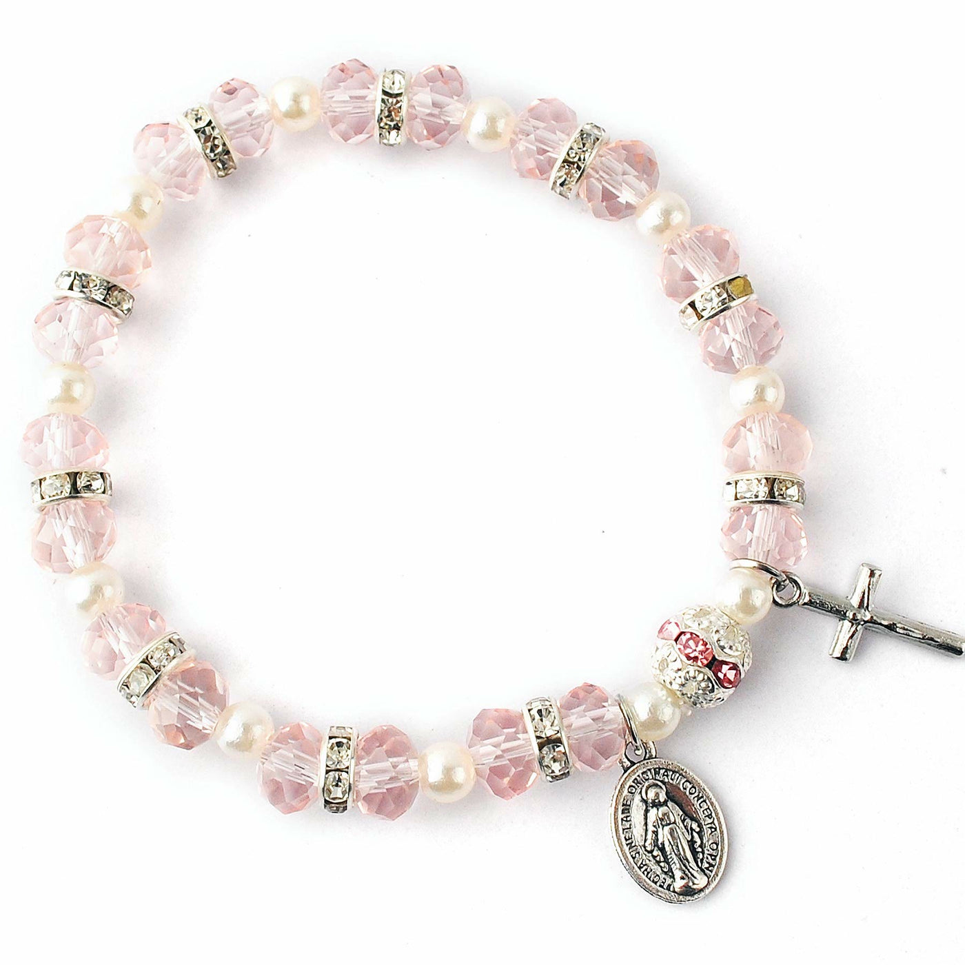 Olivenorma Faceted Crystal Christian Cross Bracelet