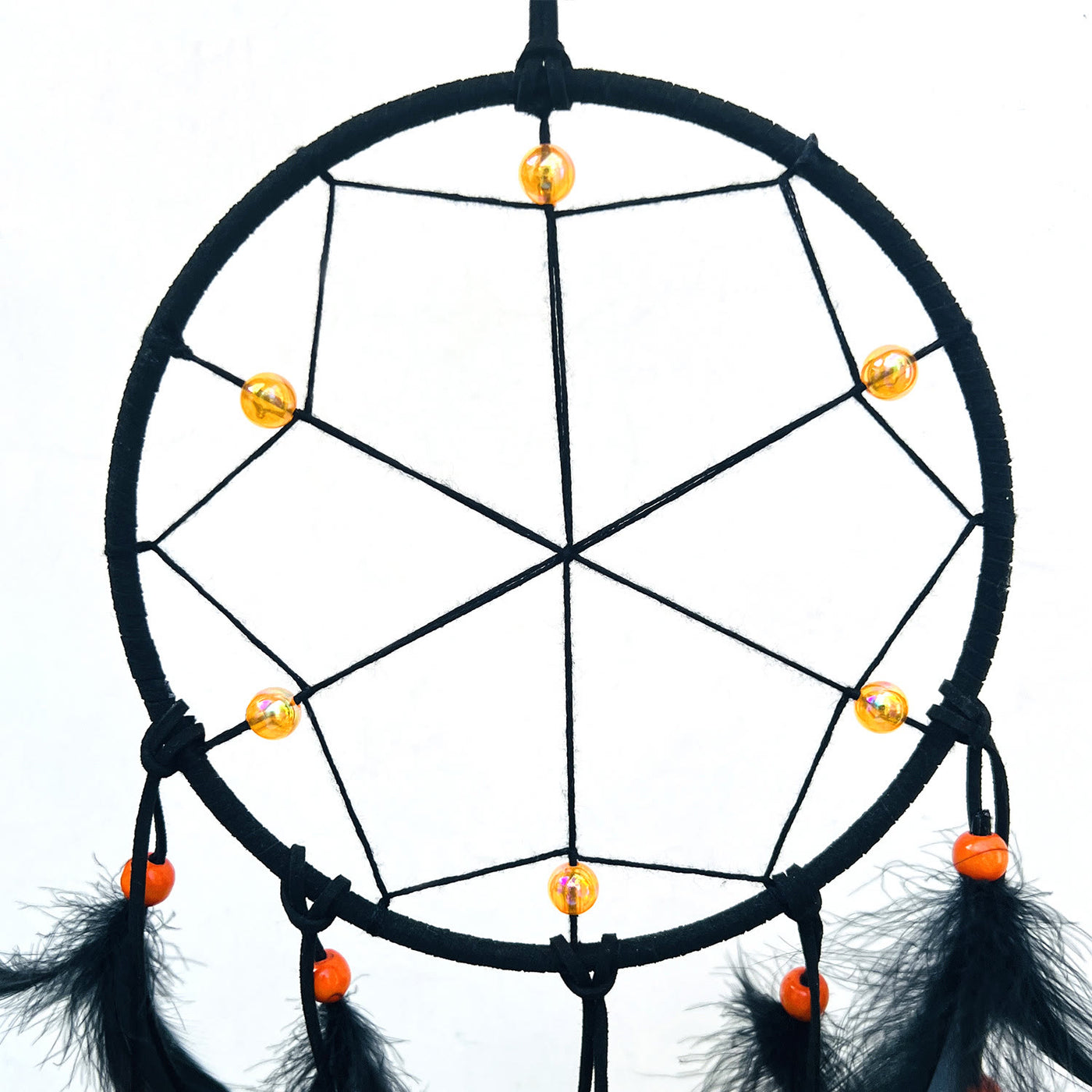 Olivenorma Black Feather Orange Beads Halloween Dream Catcher