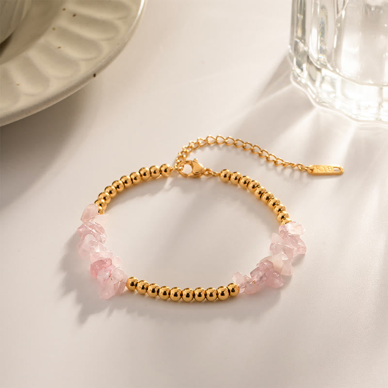 Olivenorma Natural Crushed  Crystals Gold Beads Bracelet