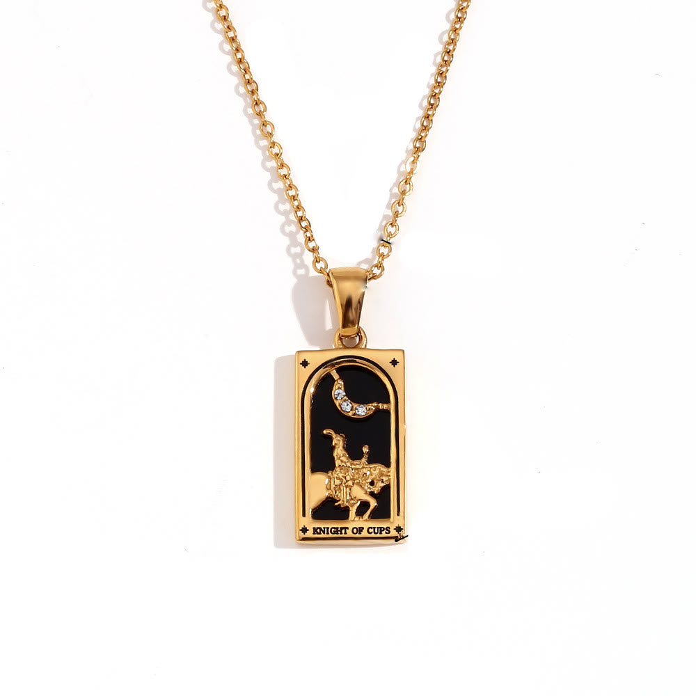 Olivenorma Stainless Steel 18k Gold Plated Tarot Card Necklace