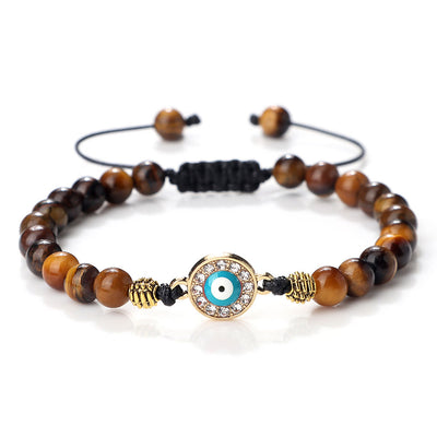 Olivenorma 6mm Natural Stone Zircon Beads Evil Eye Bracelet