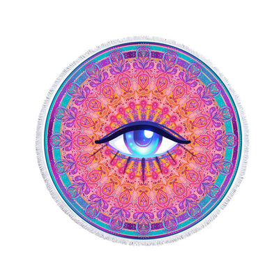 Olivenorma Evil Eye Hamsa Round Beach Towel Tapestry