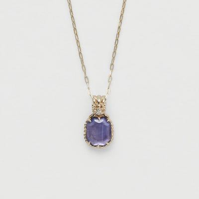 Olivenorma Natural Amethyst Square Stone Ring Necklace