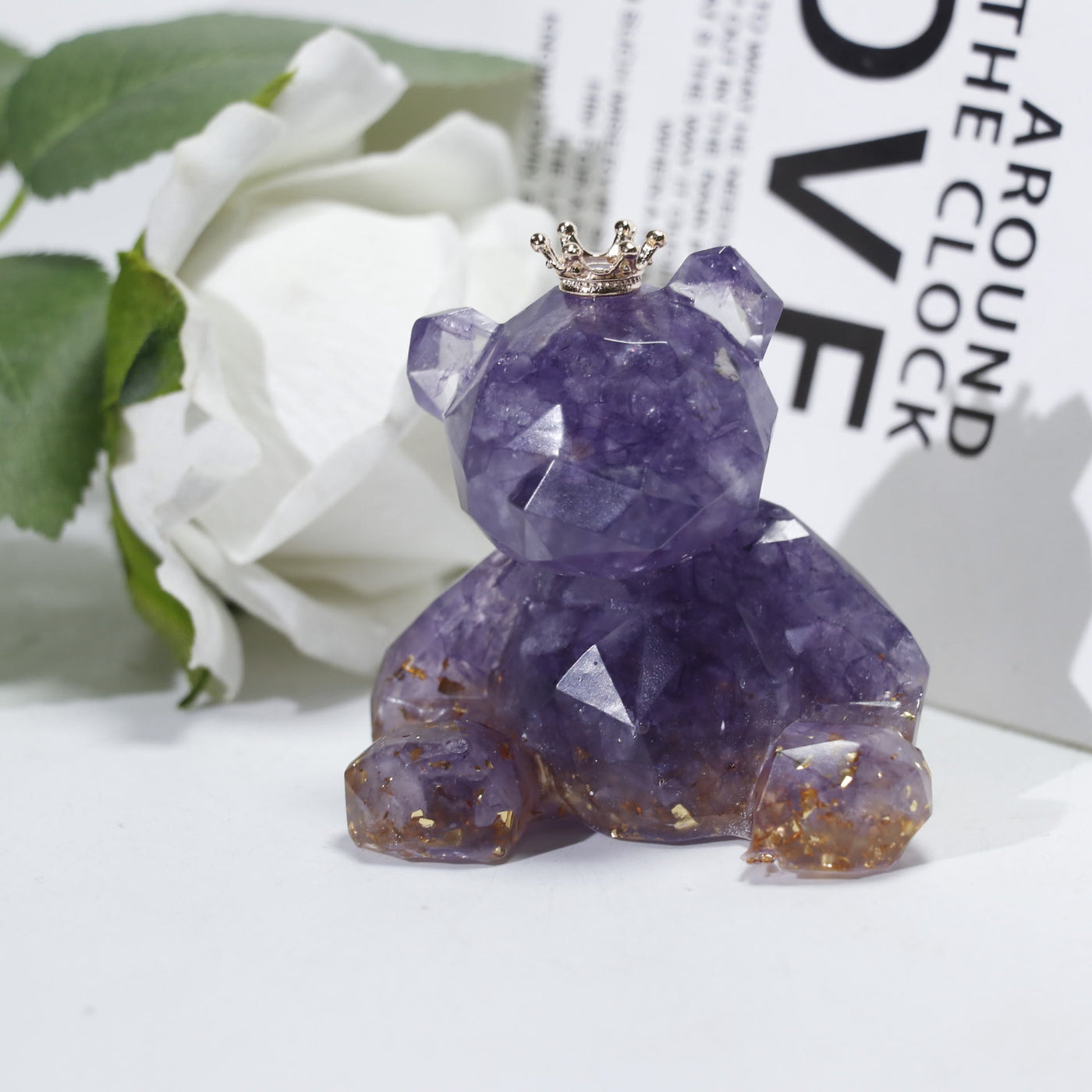 Olivenorma Crystal Gravel Resin Bear Ornament Gemstone Decoration